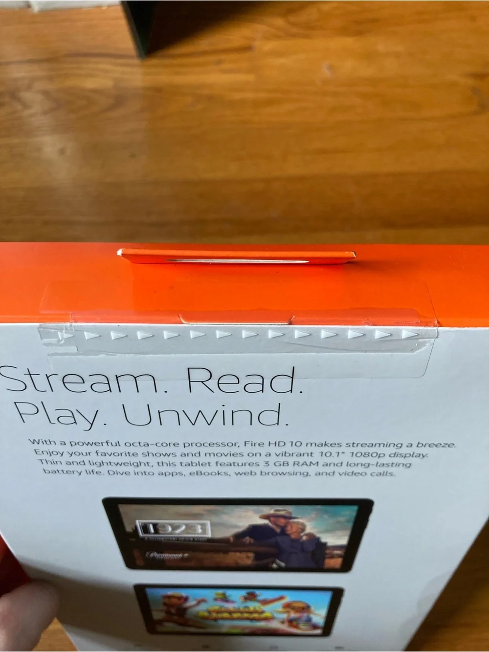 Amazon Fire HD 10 Tablet in Black with Orange Retail Box